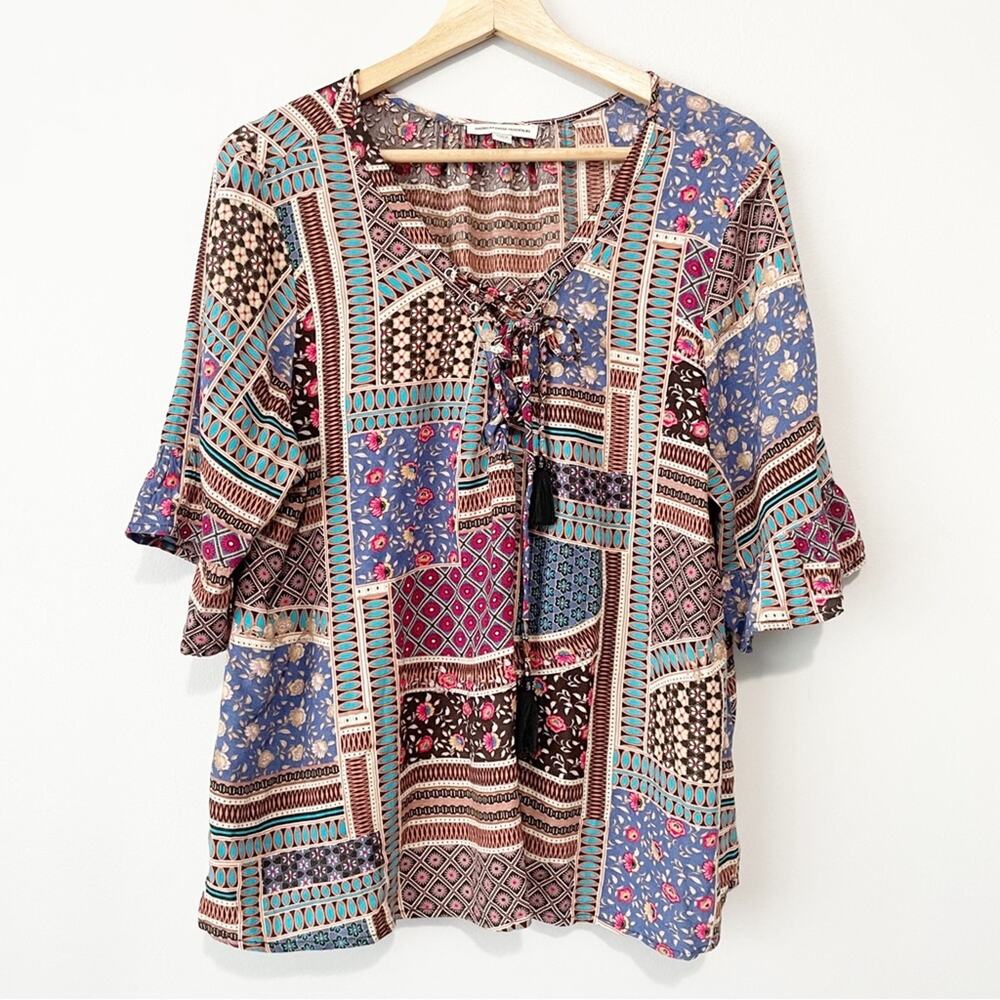 American Eagle Patterned Patchwork Bohemian Top S… - image 7